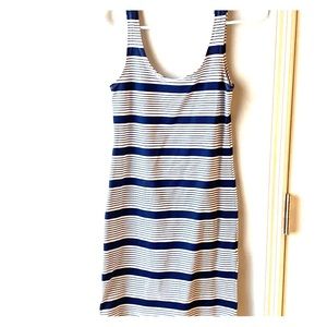 Navy and white striped dress